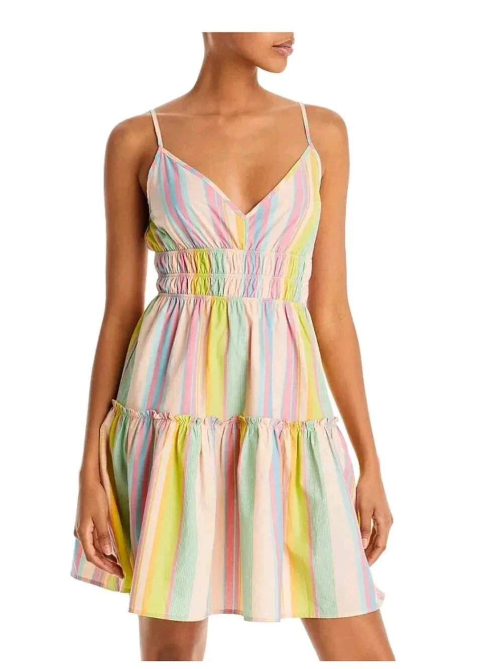 Pastel Stripe Spaghetti Strap Sundress - Multi Rails Womens Carmen Mini Dress XS - Picture 1 of 6
